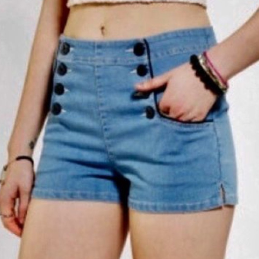 Kimchi Blue-Ultra High Waist Chambray Sailor Short
